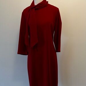 Red 3/4 length fitted dress